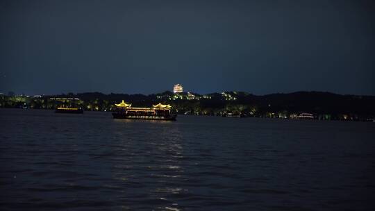 杭州西湖风景区夜景