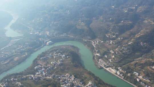 长江支流湖北恩施清江段风景风光航拍