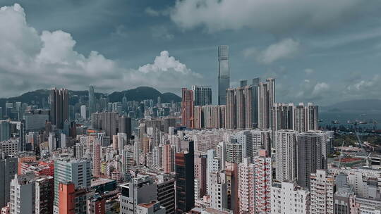 航拍香港全景城市天际线