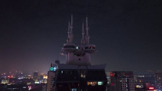 洛阳西工公安大楼城市夜景航拍