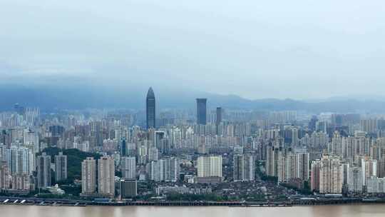 烟雨温州城市风景 浙江温州城市水墨画