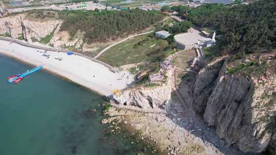 山东长岛九丈崖大海海洋悬崖焦石岛屿航拍