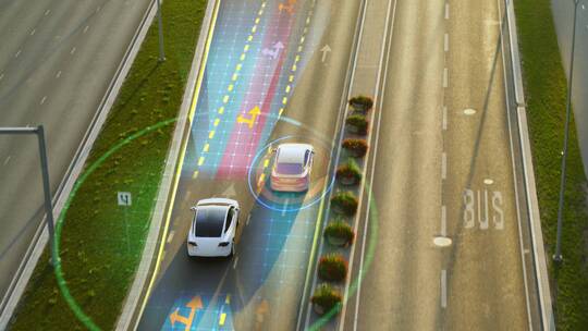 未来概念汽车无人驾驶扫描躲避障碍