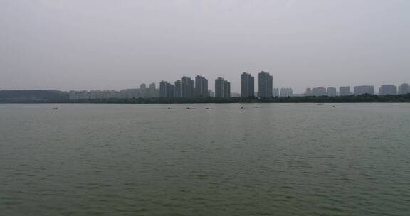徐州云龙湖风景区户外皮划艇鸟瞰航拍4K