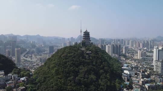 航拍贵州贵阳东山寺视频素材模板下载