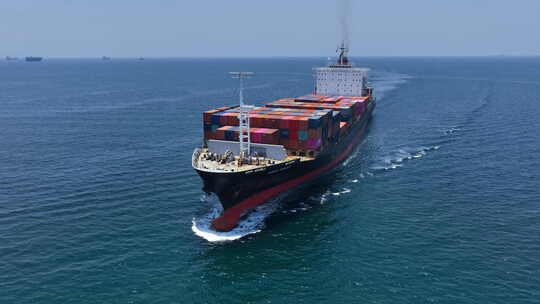 航拍大型集装箱货运游轮视频素材模板下载