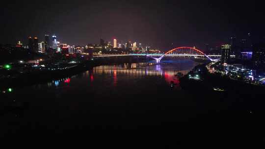 重庆菜园坝长江大桥夜景航拍
