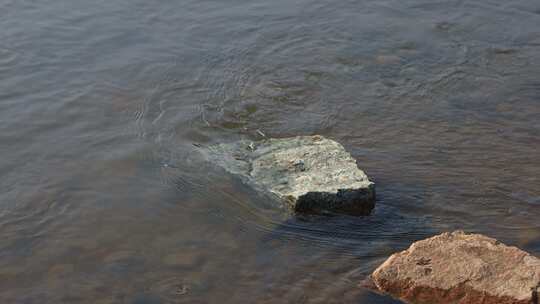 河里被水冲刷的石头视频素材模板下载