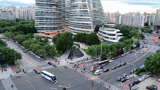 北京望京CBD城市建筑傍晚