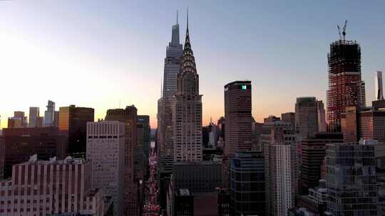 纽约曼哈顿克莱斯勒大厦帝国大厦摩天大楼视频素材模板下载