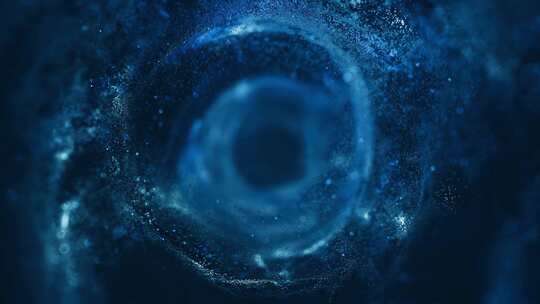 穿越移动旋转的蓝色抽象粒子隧道_p