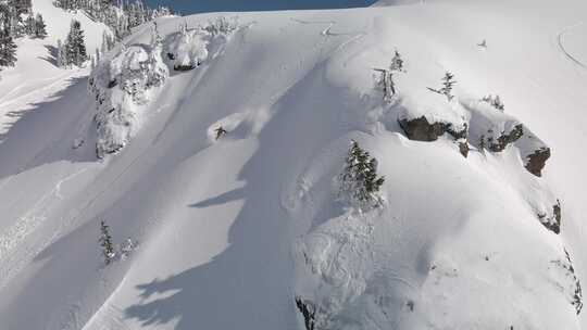 雪，瀑布山脉，单板滑雪，山脉