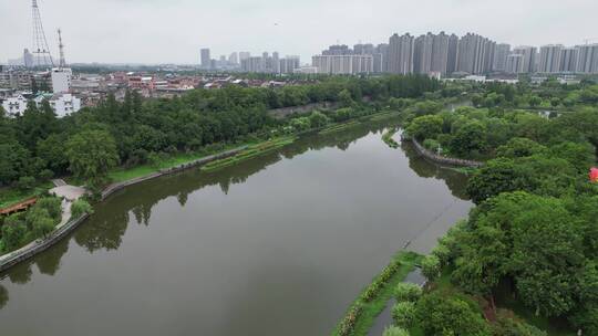湖北荆州城市绿化植物航拍
