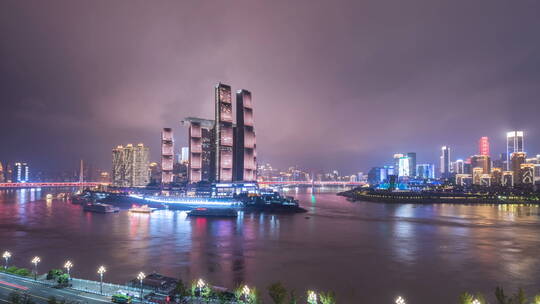 重庆朝天门两江夜景延时