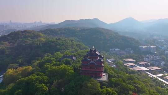 杭州城隍阁景区航拍上城区风景风光视频素材