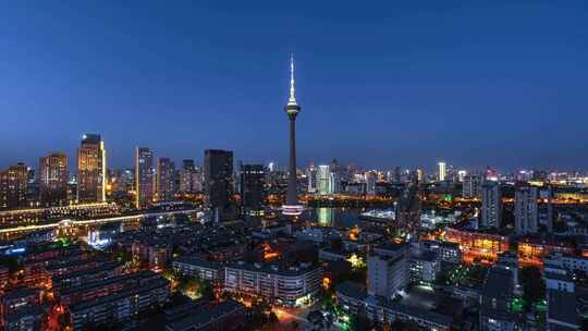 天津天塔日转夜延时