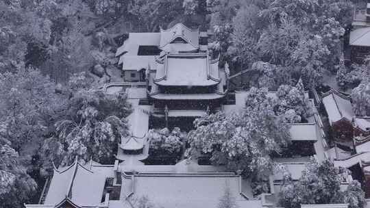 长沙岳麓书院雪景航拍