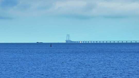 广东珠海情侣路海滩珠港澳大桥高空航拍