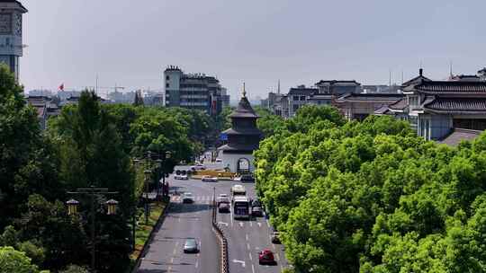 航拍扬州地标建筑文昌阁