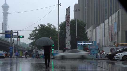 雨天 下雨 城市风光 写意 台风 雨中景色