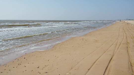 海岸线 波涛 沙滩 海滩 带海风海浪原声