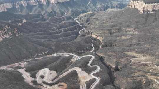 山 山路 山上 航拍 崎岖 陡峭