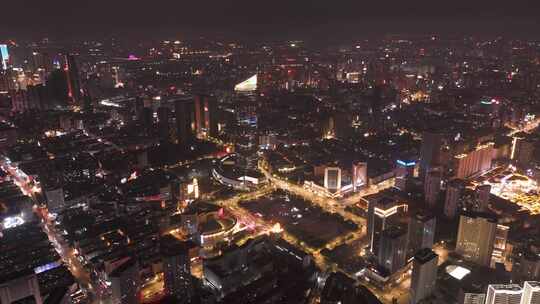 沈阳地标建筑城市夜景航拍