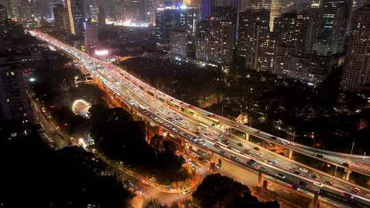 航拍上海 高架夜景