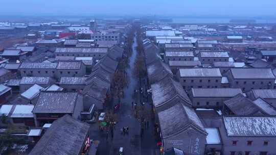 河南商丘古城雪景航拍