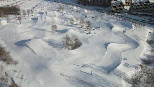 冬季滑雪场航拍视频素材模板下载