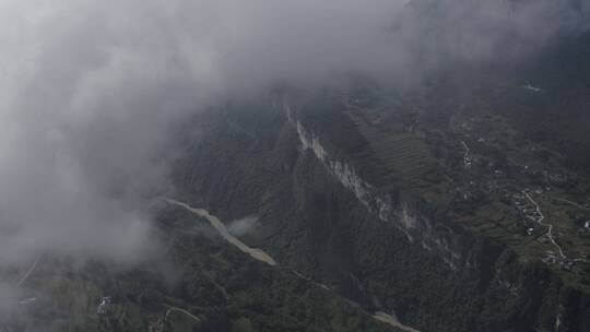 湖北恩施大峡谷山地户外云海航拍延时