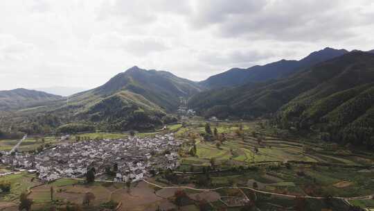 安徽卢村皖南秋色徽派建筑村落