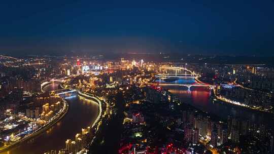 重庆城市夜景航拍延时