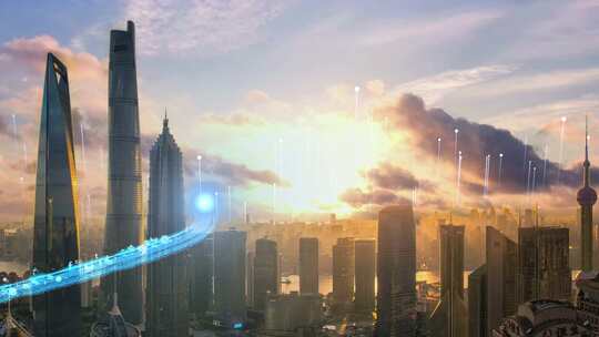 科技上海 科技城市  科技感城市视频素材模板下载
