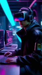 竖屏赛博科幻虚拟现实黑客帝国