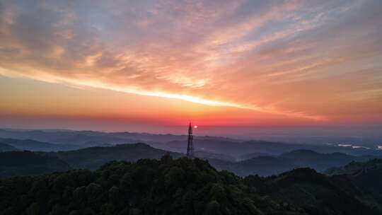 成都龙泉山日出朝霞延时