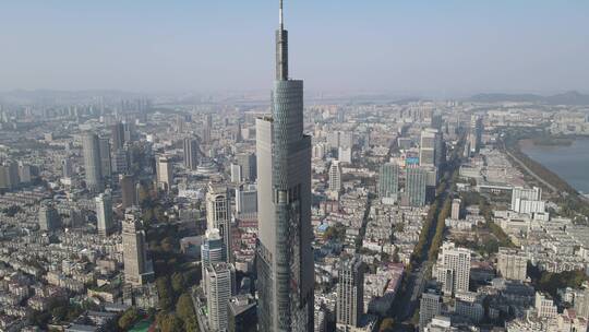 江苏南京城市风光紫峰大厦航拍