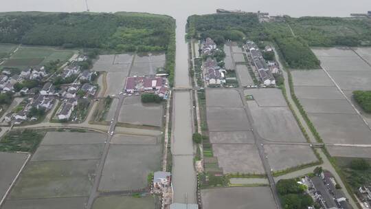 上海水渠灌溉连接黄浦江4K航拍视频素材模板下载