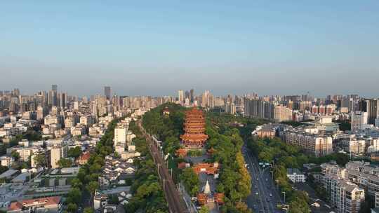 武汉地标黄鹤楼航拍城市景观建筑风光风景