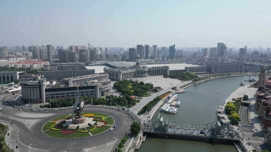 航拍天津城市风光天津大景