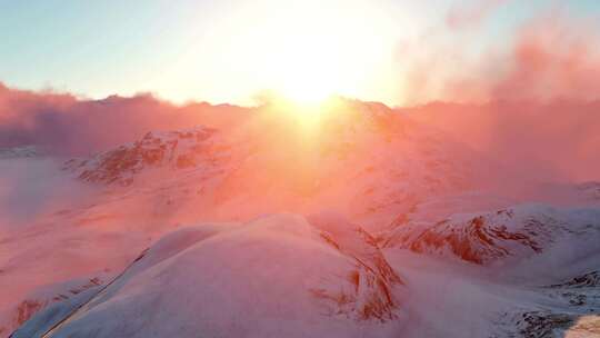 雪山、火烧云、云雾、云海、云层