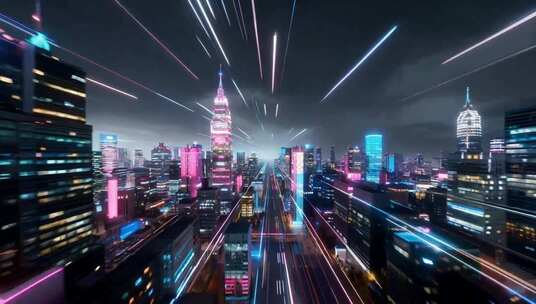 赛博朋克风城市夜景