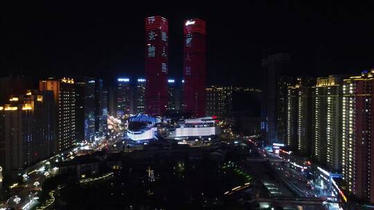 航拍贵阳城市夜景