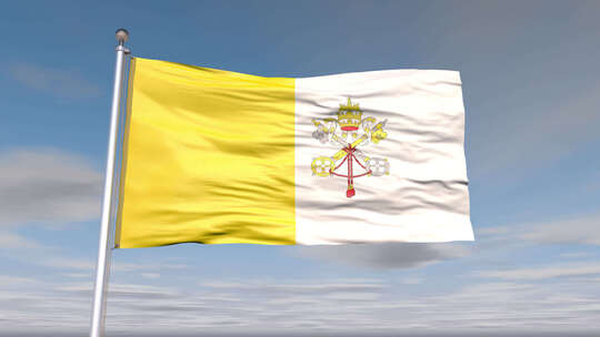 梵蒂冈城（罗马教廷）天空和云的旗帜动画