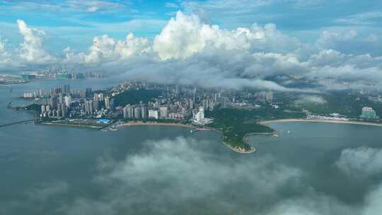 珠海高空唯美城市空境航拍港珠澳大桥