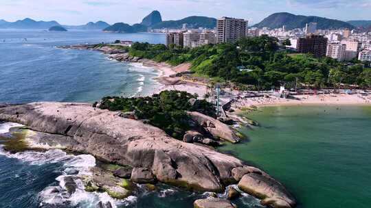 巴西里约热内卢海滩城市建筑鸟瞰全景