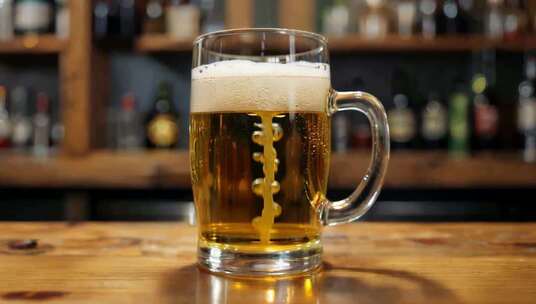 吧台上的一杯啤酒