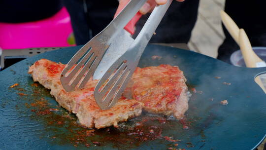 烤肉 烧烤 烤牛肉 烤牛排视频素材模板下载