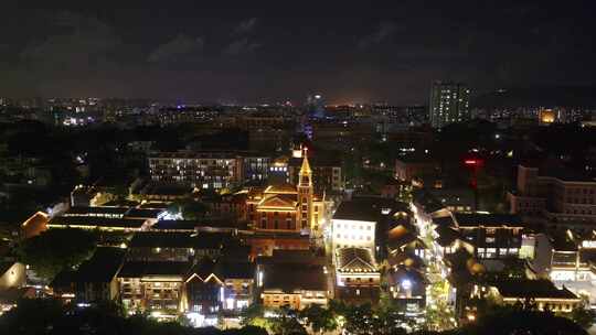 福州闽江两岸烟台山中洲岛江心公园CBD夜景