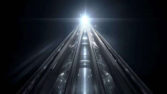 科技感十足的未来电梯快速上升